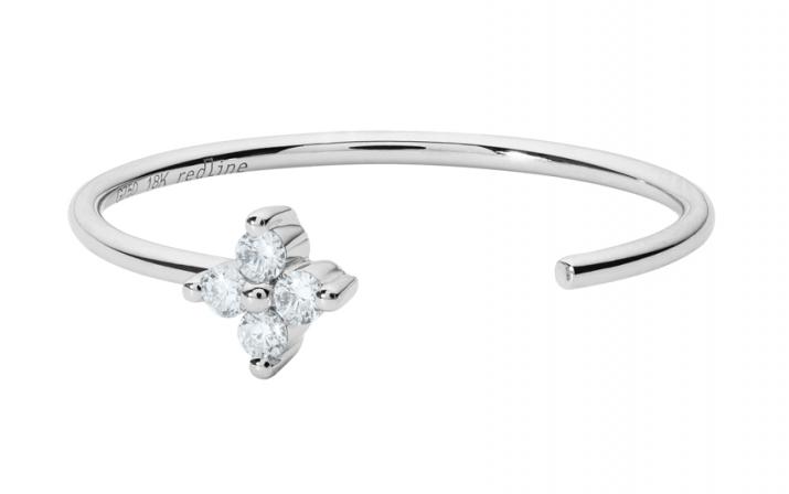 Ring with 0.056ct Round Diamond in White Gold Prong Setting - Redline - 0++