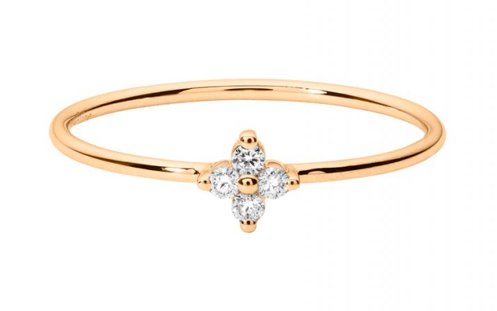 Ring with 0.056ct Round Diamond in Rose Gold Prong Setting - Redline - 0++