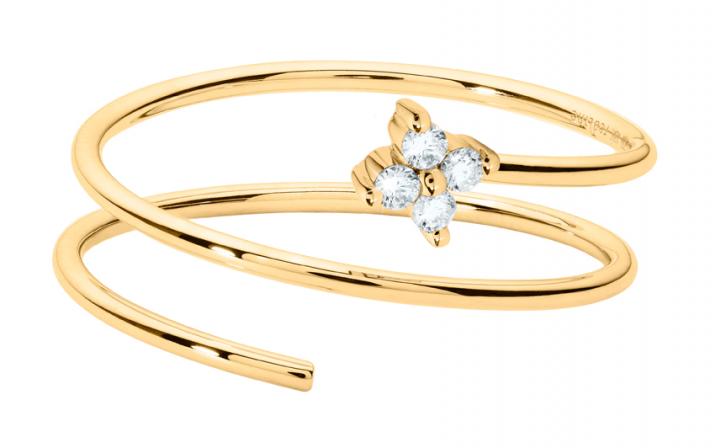 Ring with 0.056ct Round Diamond in Yellow Gold Prong Setting - Redline - 0++