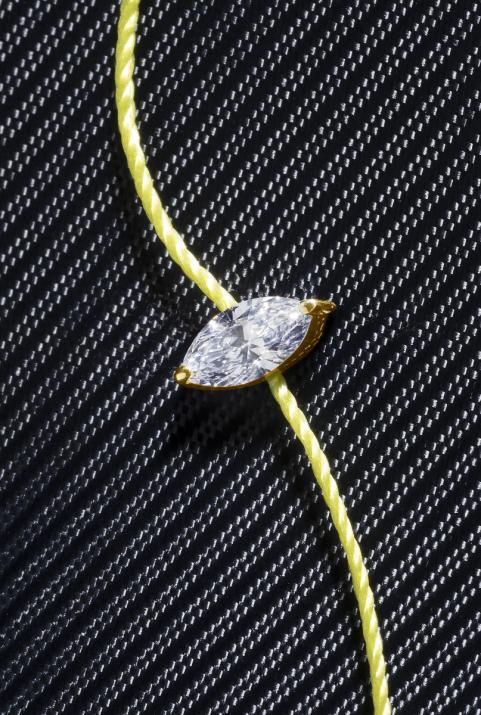 String Bracelet For Women with 0.10ct Marquise Diamond in Yellow Gold Prong Setting - Redline - 0++