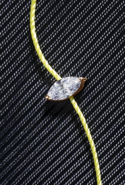 String Bracelet For Women with 0.10ct Marquise Diamond in Rose Gold Prong Setting - Redline - 0++