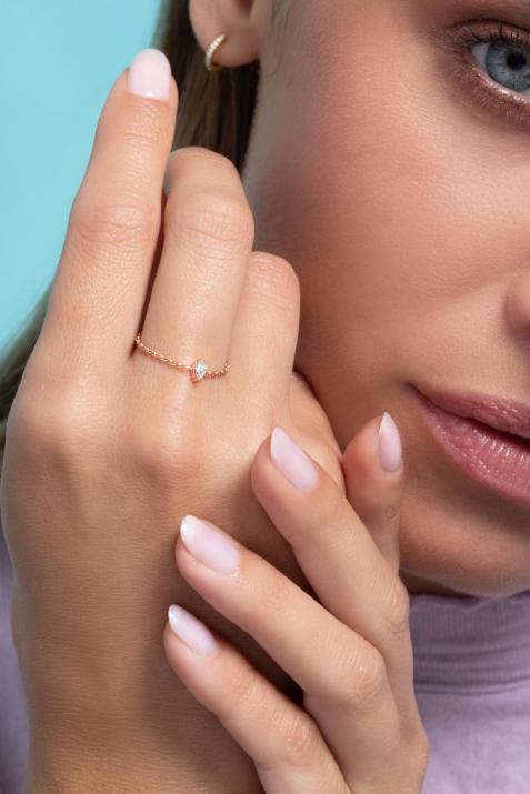 Ring with 0.20ct Marquise Diamond in Rose Gold Prong Setting - Redline - 0++