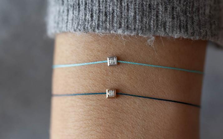 String Bracelet Mini Cube Rose Gold RedLine Jewelry - Redline - 0++