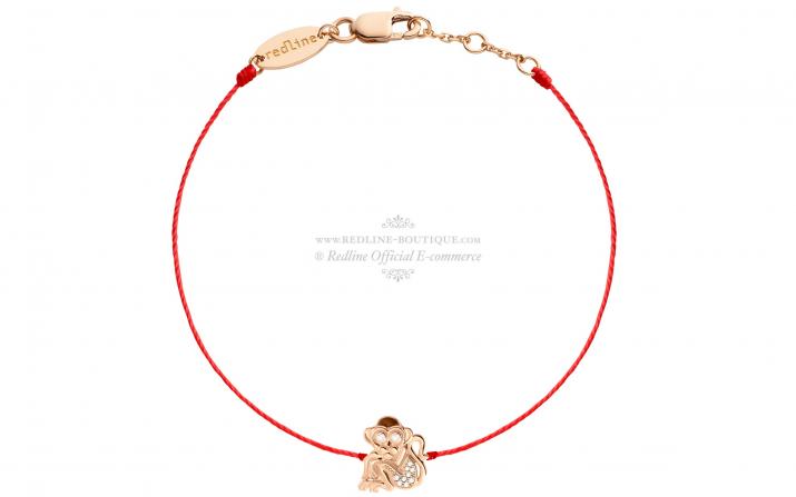 String Bracelet For Women with 0.03ct Round Diamond in Rose Gold Pavé Setting - Redline - 0++