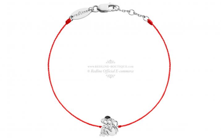 String Bracelet For Women with 0.10ct Round Diamond in White Gold Pavé Setting - Redline - 0++