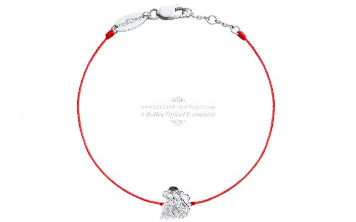 String Bracelet For Women with 0.03ct Round Diamond in White Gold Pavé Setting - Redline - 0++