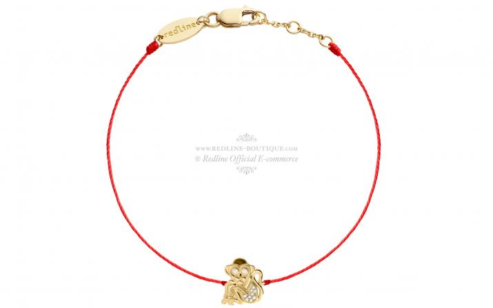 String Bracelet For Women with 0.03ct Round Diamond in Yellow Gold Pavé Setting - Redline - 0++