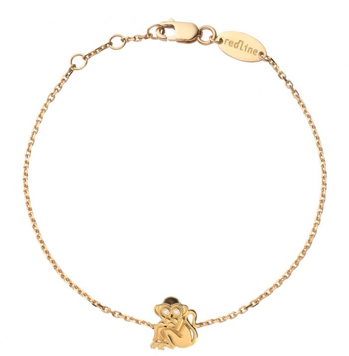 Chain Bracelet For Women with 0.01ct Round Diamond in Yellow Gold Pavé Setting - Redline