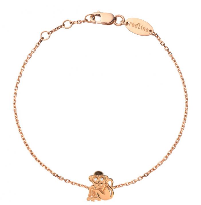 Chain Bracelet For Women with 0.01ct Round Diamond in Rose Gold Pavé Setting - Redline