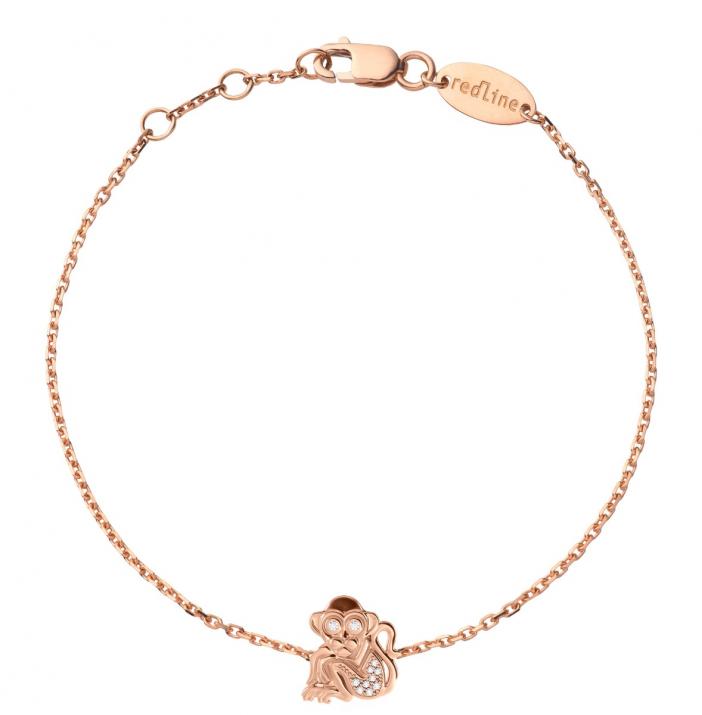 Chain Bracelet For Women with 0.03ct Round Diamond in Rose Gold Pavé Setting - Redline