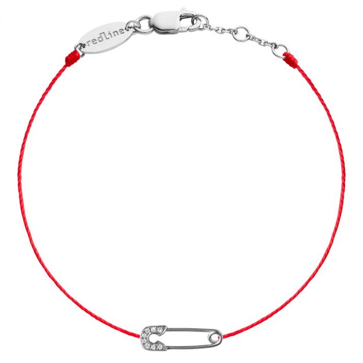 String Bracelet For Women with 0.029ct Round Diamond in White Gold Pavé Setting - Redline - 0++