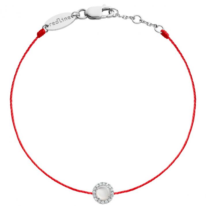 String Bracelet For Women with 0.085ct Round Diamond in White Gold Prong Setting - Redline - 0++