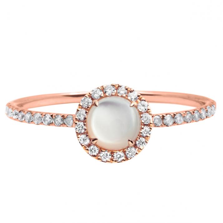 Mother of pearl Reine ring in rose gold with diamonds - Redline - 0++