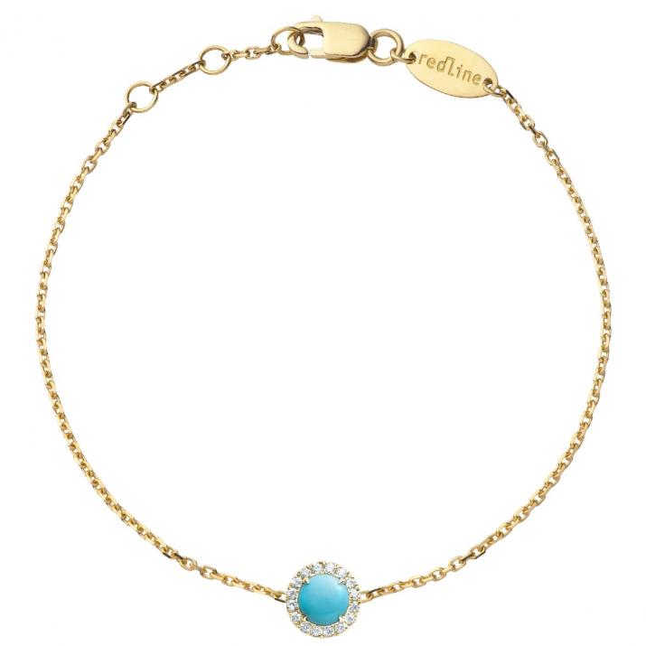 Chain Bracelet For Women with 0.086ct Round Diamond in Yellow Gold Prong Setting - Redline