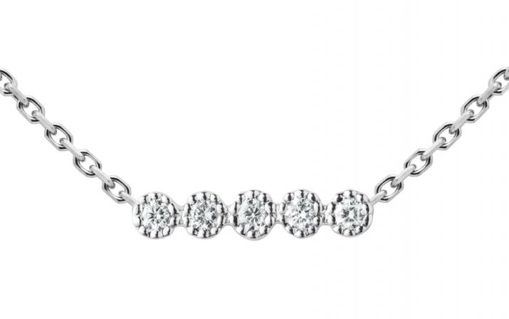 Chain Necklace For Women with 0.07ct Round Diamond in White Gold Prong Setting - Redline - 0++