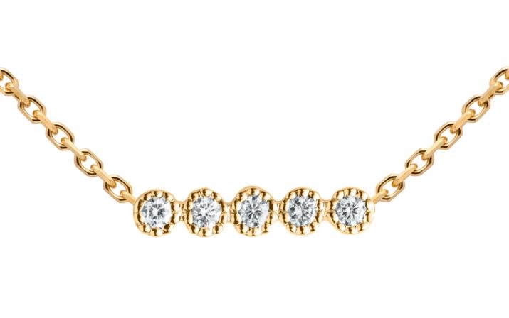 Chain Necklace For Women with 0.07ct Round Diamond in Yellow Gold Prong Setting - Redline - 0++