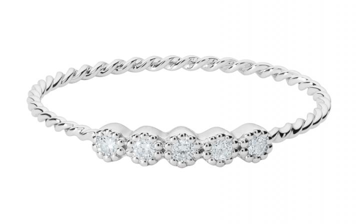 Ring with 0.07ct Round Diamond in White Gold Prong Setting - Redline