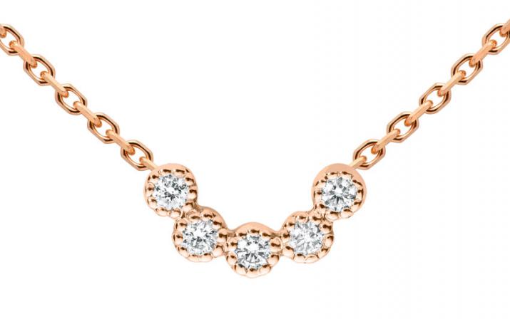 Chain Necklace For Women with 0.07ct Round Diamond in Rose Gold Prong Setting - Redline