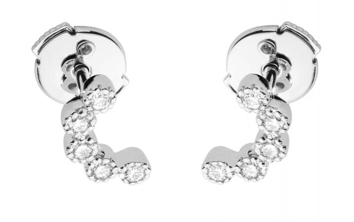 Earrings with 0.141ct Round Diamond in White Gold Prong Setting - Redline