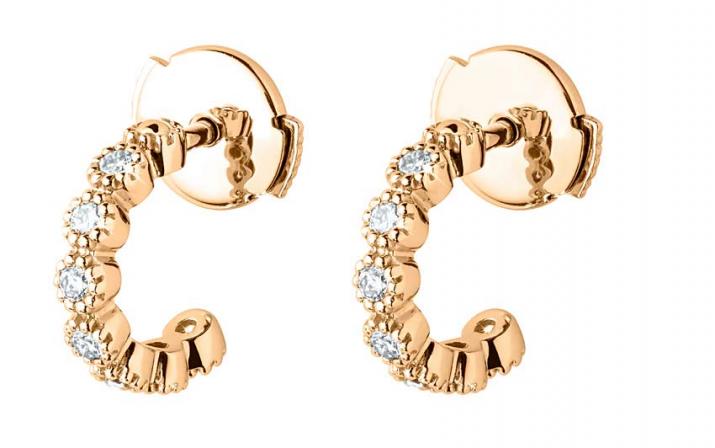Earrings with 0.168ct Round Diamond in Rose Gold Prong Setting - Redline - 0++