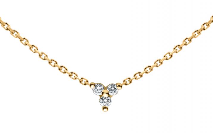 Chain Necklace For Women with 0.043ct Round Diamond in Yellow Gold Prong Setting - Redline