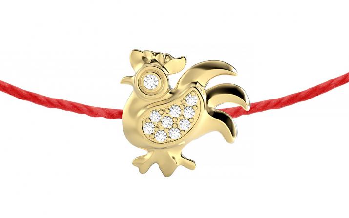 String Bracelet For Women with 0.04ct Round Diamond in Yellow Gold Pavé Setting - Redline - 0++