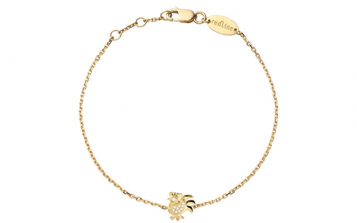 Chain Bracelet For Women with 0.04ct Round Diamond in Yellow Gold Pavé Setting - Redline - 0++