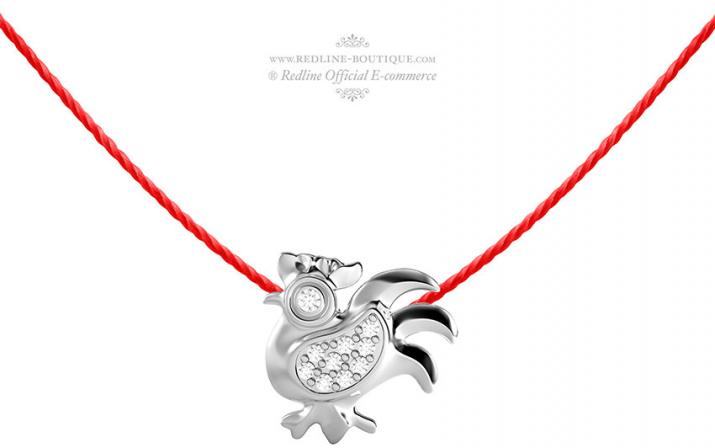String Necklace For Women with 0.04ct Round Diamond in White Gold Pavé Setting - Redline - 0++