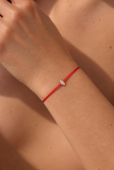 String Bracelet For Women with 0.05ct Round Diamond in Rose Gold Prong Setting - Redline - 0++