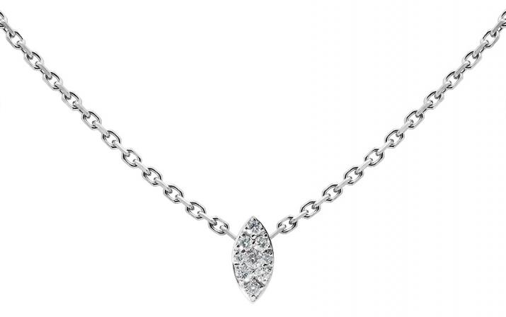 Chain Necklace For Women with 0.05ct Round Diamond in White Gold Prong Setting - Redline
