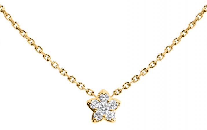 Chain Necklace For Women with 0.05ct Round Diamond in Yellow Gold Prong Setting - Redline