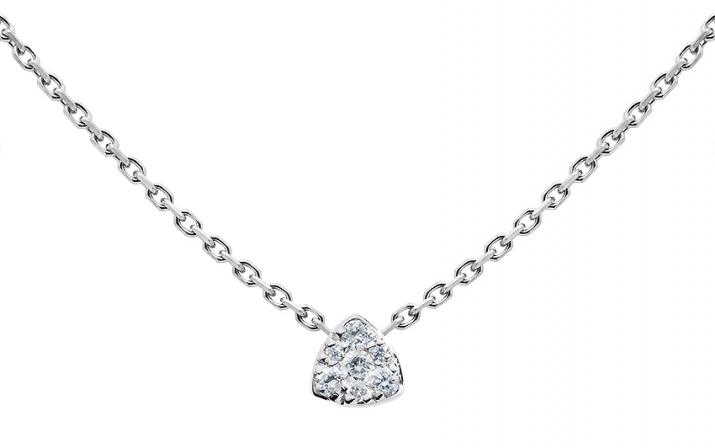 Chain Necklace For Women with 0.05ct Round Diamond in White Gold Prong Setting - Redline