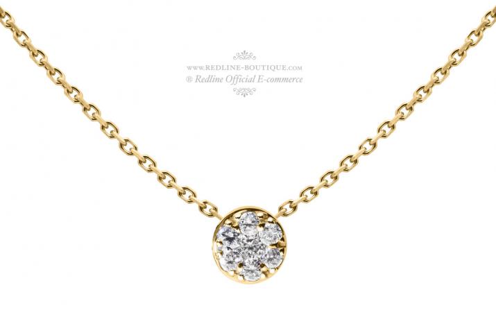 Chain Necklace For Women with 0.05ct Round Diamond in Yellow Gold Prong Setting - Redline