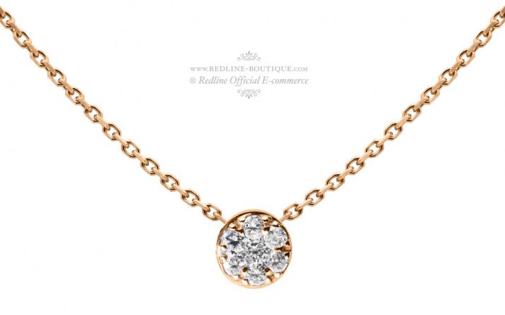Chain Necklace For Women with 0.05ct Round Diamond in Rose Gold Prong Setting - Redline