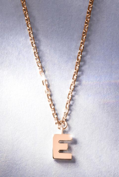 Chain Necklace with Letter in Rose Gold - Redline - 0++