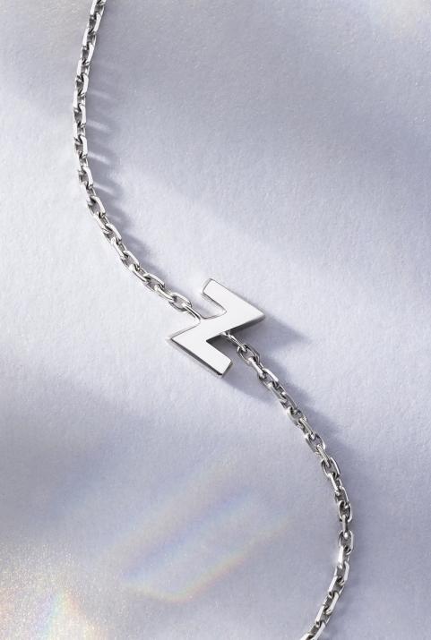 Chain Letter Bracelet in White Gold - Redline - 0++