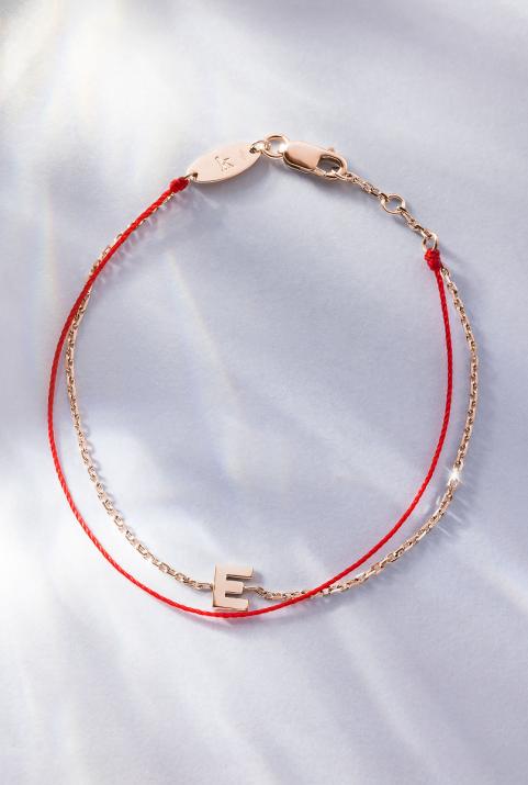 String-Chain Letter Bracelet in Rose Gold - Redline - 0++