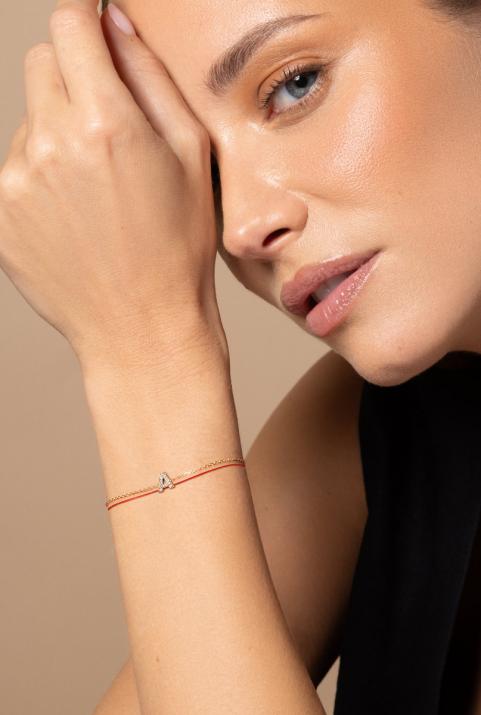 String-Chain Bracelet with Diamond Letter in Rose Gold - Redline - 0++