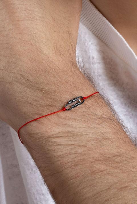 Men's Trombone Bracelet Kcolor Thread White Gold  - Redline - 0++