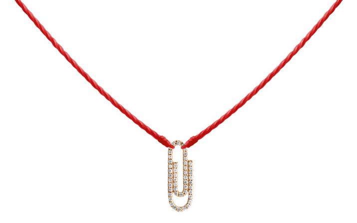 String Necklace For Women with 0.12ct Round Diamond in Rose Gold Pavé Setting - Redline - 0++