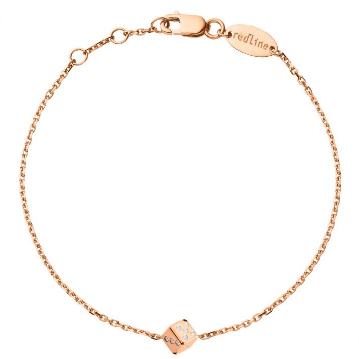 Chain Bracelet For Men with 0.09ct Round Diamond in Rose Gold Pavé Setting - Redline