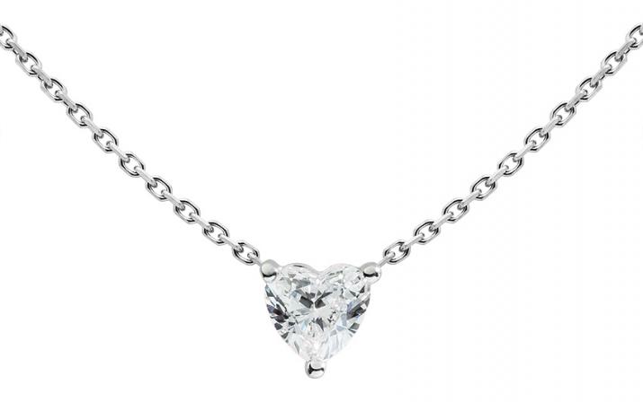 Chain Necklace For Women with 0.20ct Heart ShapedDiamond in White Gold Prong Setting - Redline - 0++