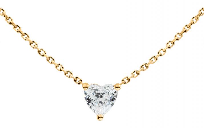 Chain Necklace For Women with 0.20ct Heart ShapedDiamond in Yellow Gold Prong Setting - Redline - 0++