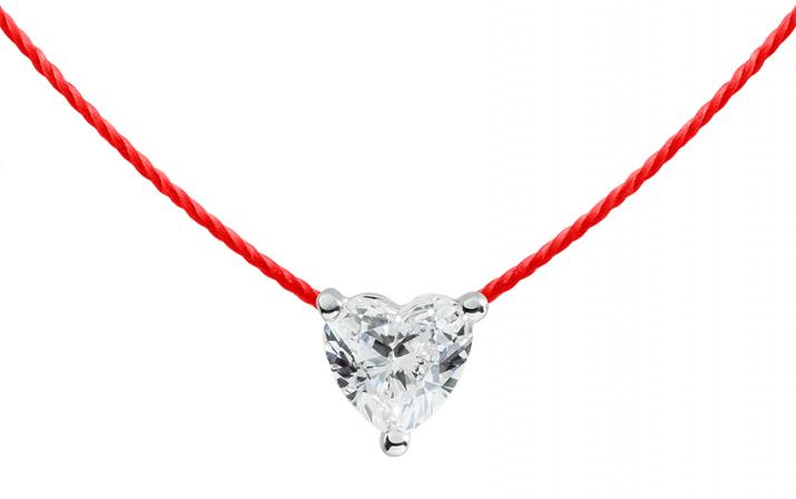 String Necklace For Women with 0.20ct Heart Shaped Diamond in White Gold Prong Setting - Redline