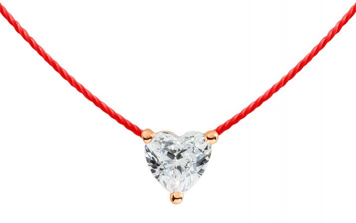 String Necklace For Women with 0.20ct Heart Shaped Diamond in Rose Gold Prong Setting - Redline