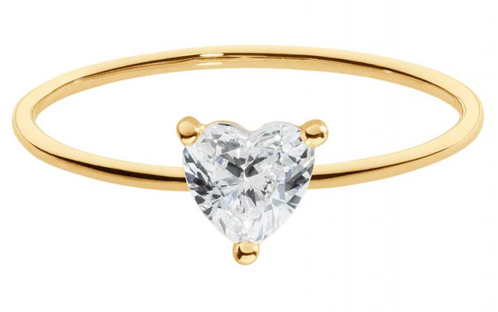 Ring with 0.20ct Heart Shaped Diamond in Yellow Gold Prong Setting - Redline - 0++