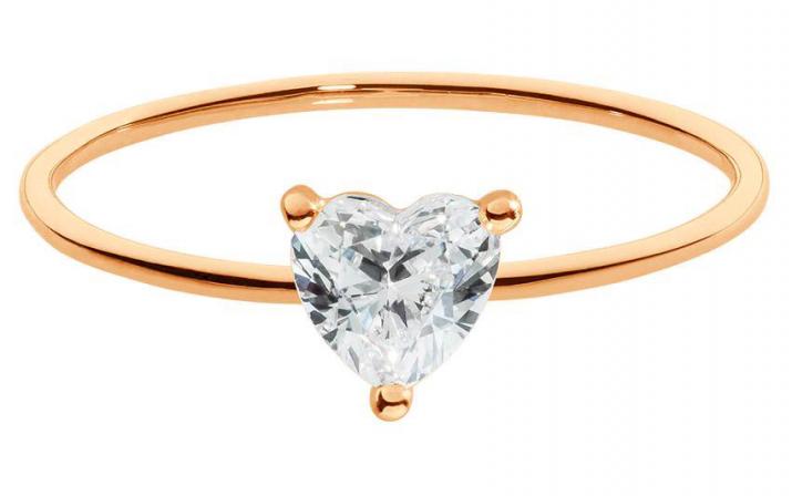 Ring with 0.20ct Heart Shaped Diamond in Rose Gold Prong Setting - Redline - 0++