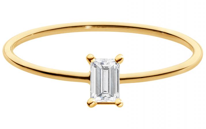 Ring with 0.10ct Princess Diamond in Yellow Gold Prong Setting - Redline - 0++