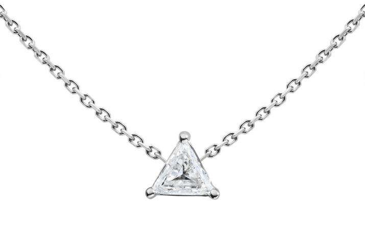 Chain Necklace For Women with 0.10ct Trillion Diamond in White Gold Prong Setting - Redline - 0++