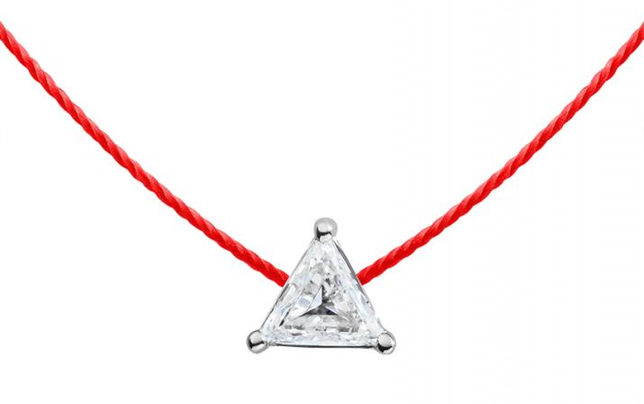 String Necklace For Women with 0.20ct Trillion Diamond in White Gold Prong Setting - Redline